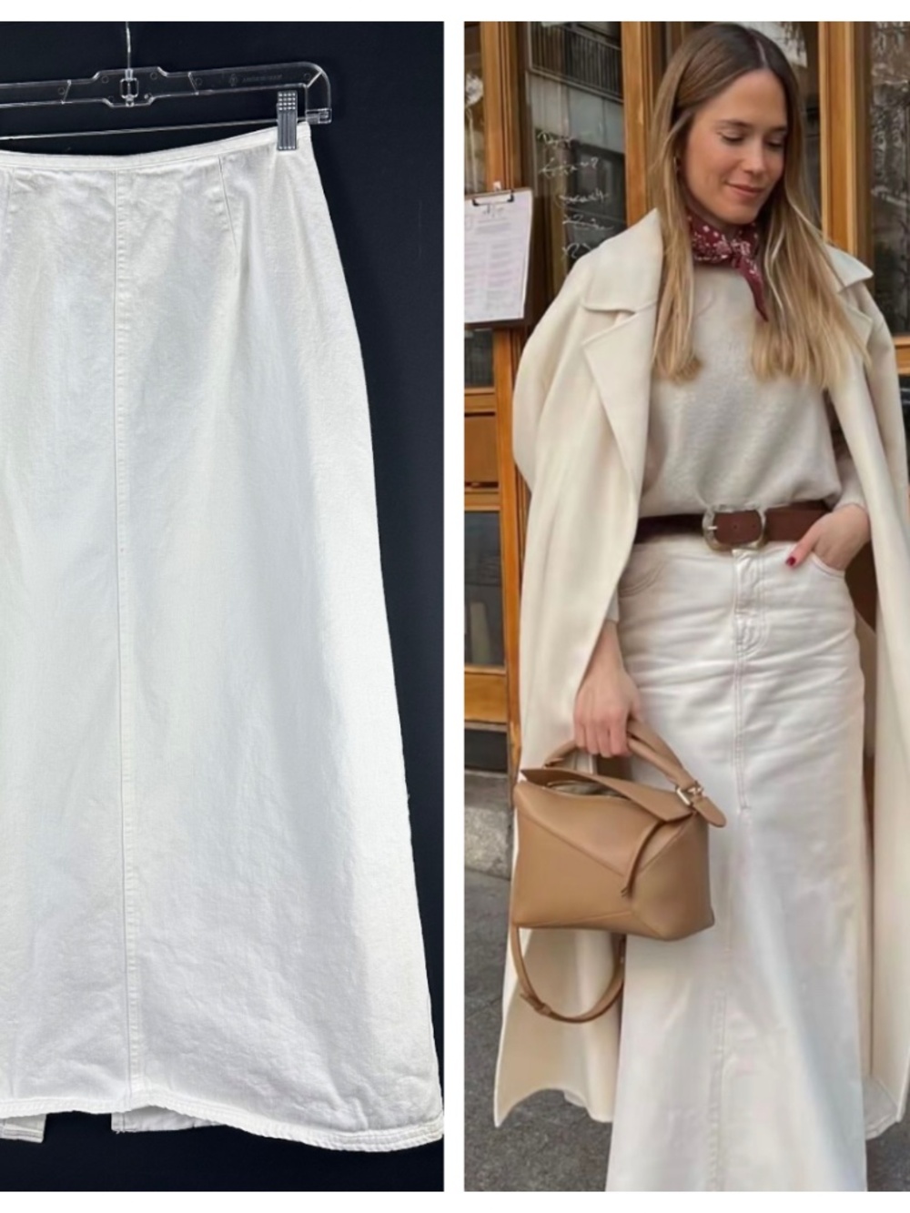 Vtg Y2K Gap Maxi Skirt Sz 8 Medium White Denim Jean Minimalist Coastal Old Money
